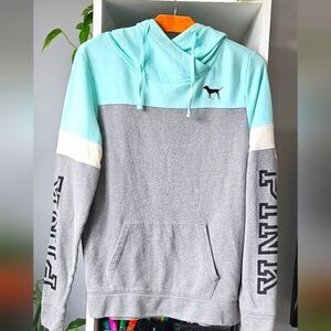 PINK - Blue/ Gray Sweatshirt - Size S